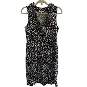 New London Style Black White Short Mini Dress Women’s Sz 10P 10 Petite 8 Medium